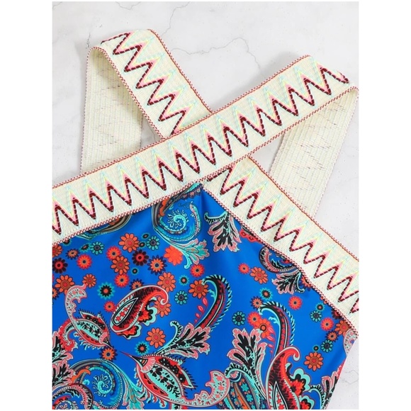 Paisley Floral Print One Piece Monokini Swim Beach - Picture 6 of 6